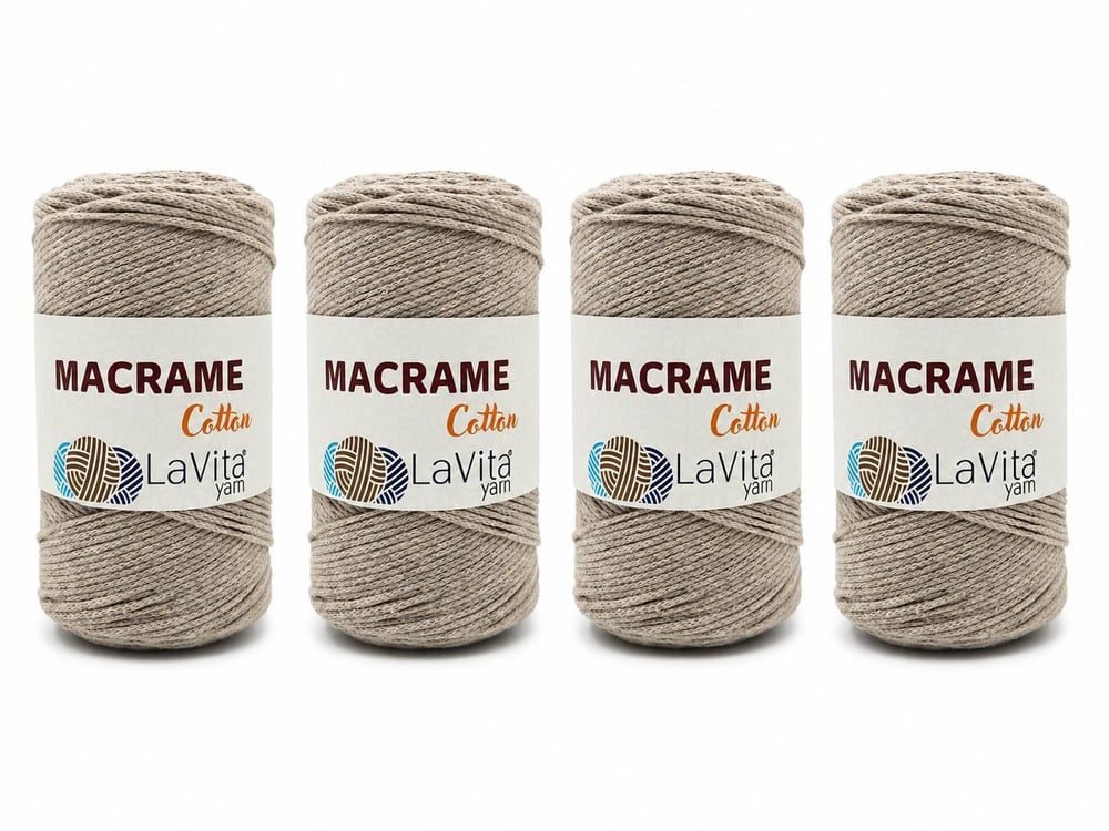 LaVita Macrame Cotton El Örgü İpi %100 Pamuk 1 KİLOGRAM 4 ADET (36 H.BEJ)