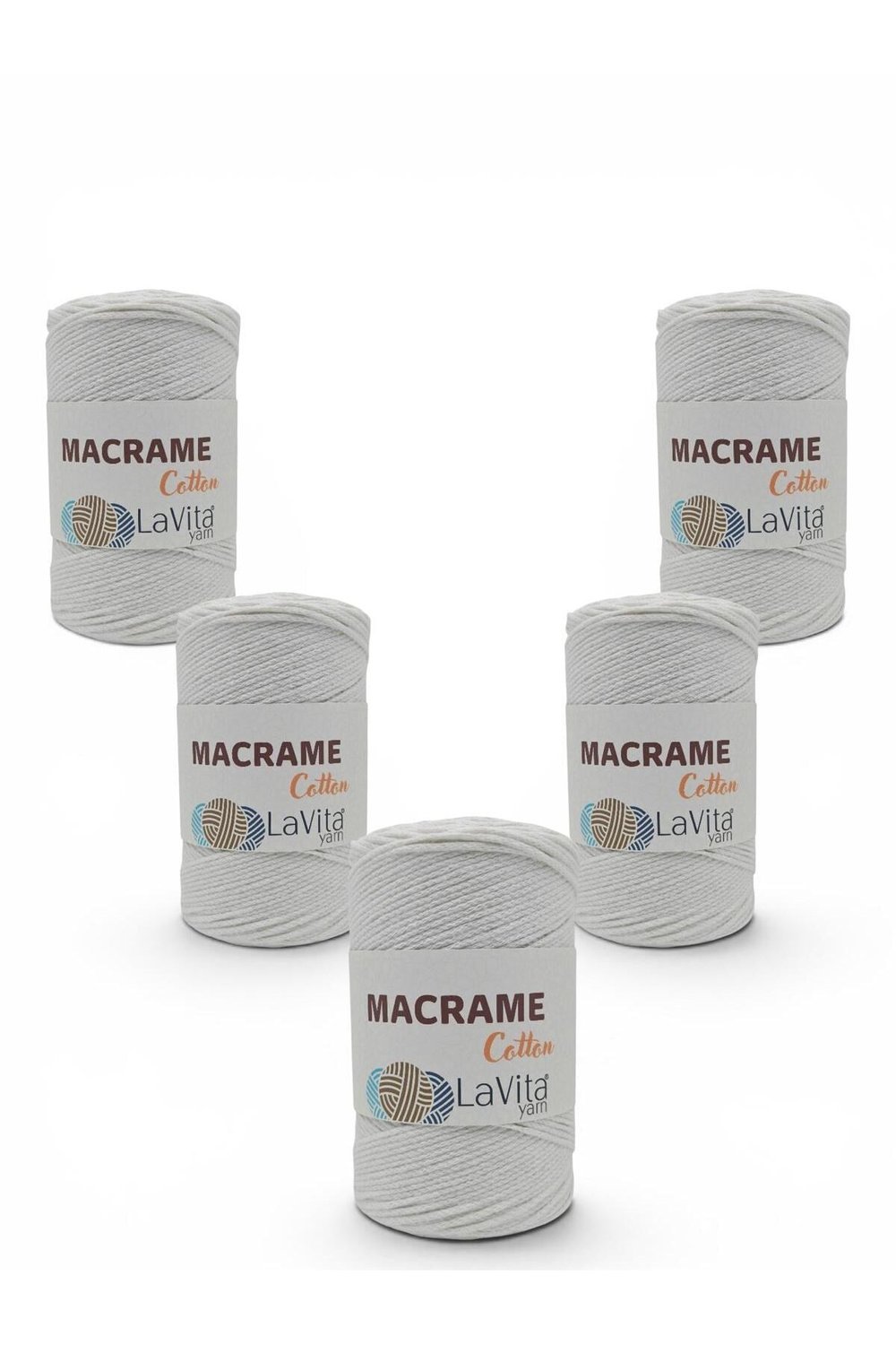LaVita Macrame Cotton El Örgü İpi %100 Polyester 1 KİLOGRAM 4 ADET (1 EKRU)