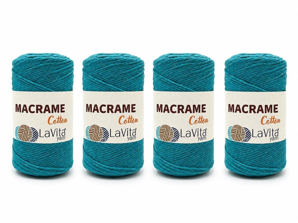 LaVita Macrame Cotton El Örgü İpi %100 Pamuk 1 KİLOGRAM 4 ADET (23 TURKUAZ)