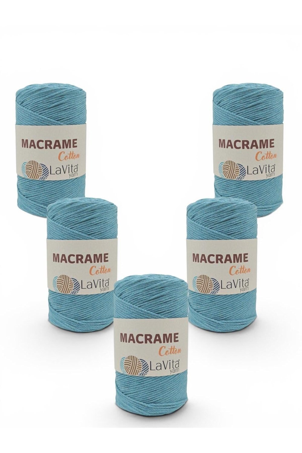 LaVita Macrame Cotton El Örgü İpi %100 Polyester 1 KİLOGRAM 4 ADET (22 BEBE MAVİ)