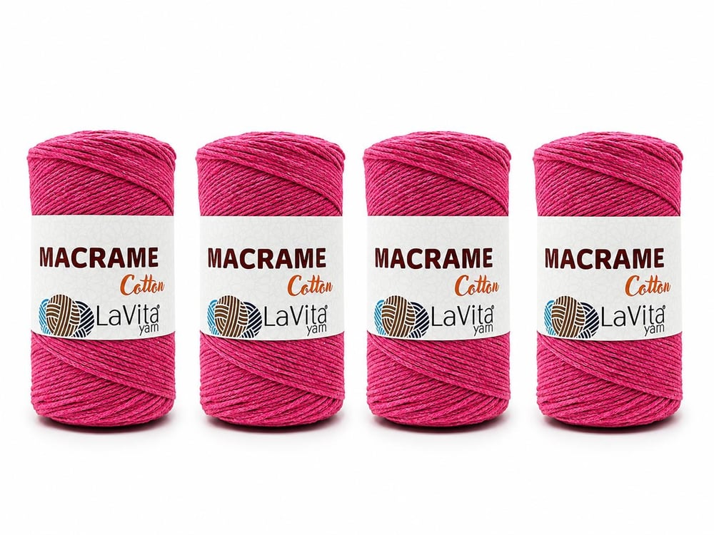 LaVita Macrame Cotton El Örgü İpi %100 Pamuk 1 KİLOGRAM 4 ADET (21 FUJYA)
