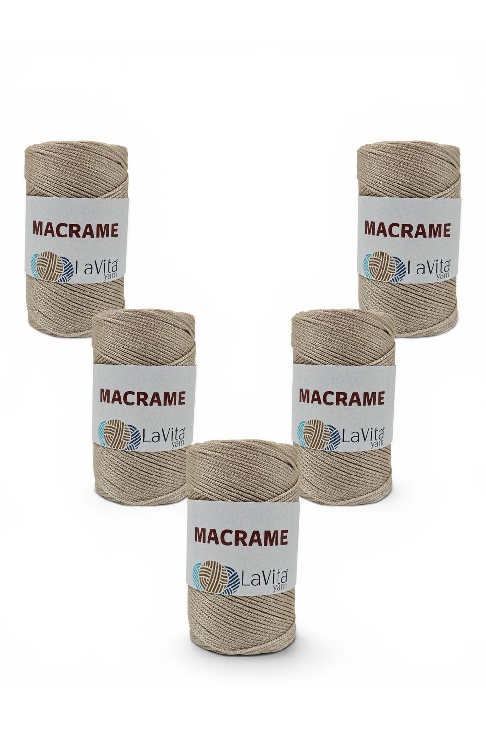LaVita Macrame El Örgü İpi %100 Polyester 1 KİLOGRAM 5 ADET (230 AÇIK BEJ)