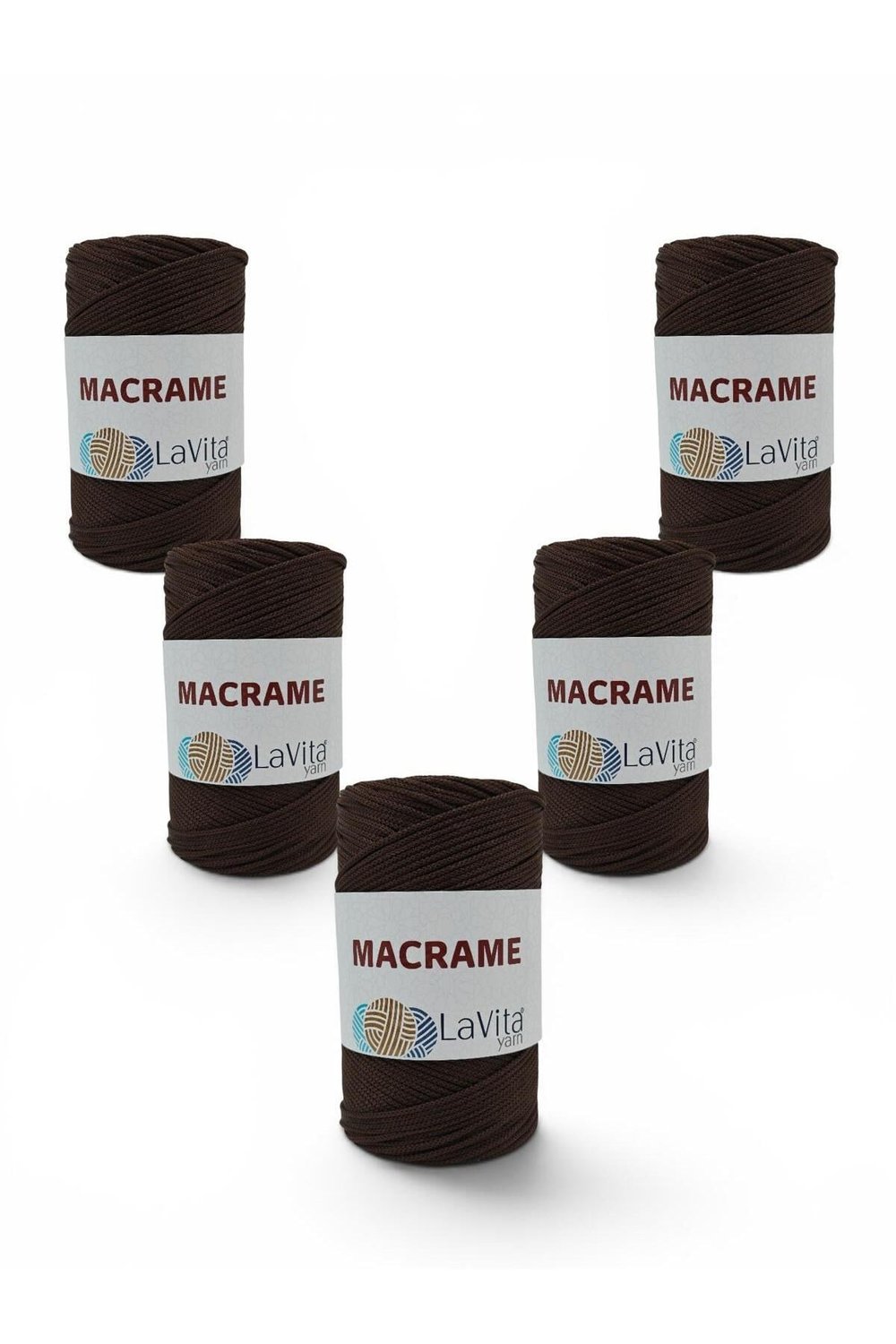 LaVita Macrame El Örgü İpi %100 Polyester 1 KİLOGRAM 5 ADET (2070 KAHVE)