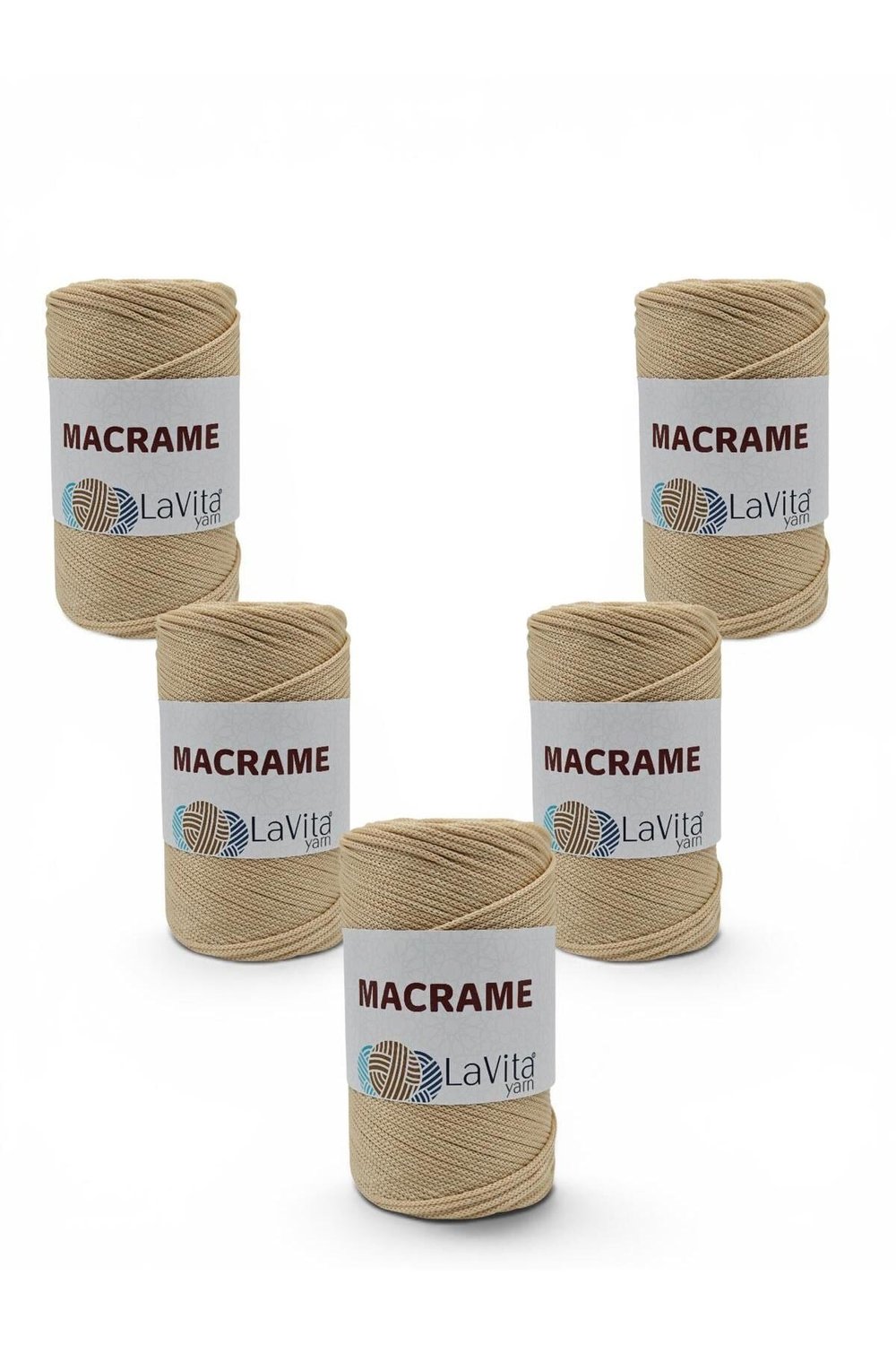 LaVita Macrame El Örgü İpi %100 Polyester 1 KİLOGRAM 5 ADET (52 BEJ)