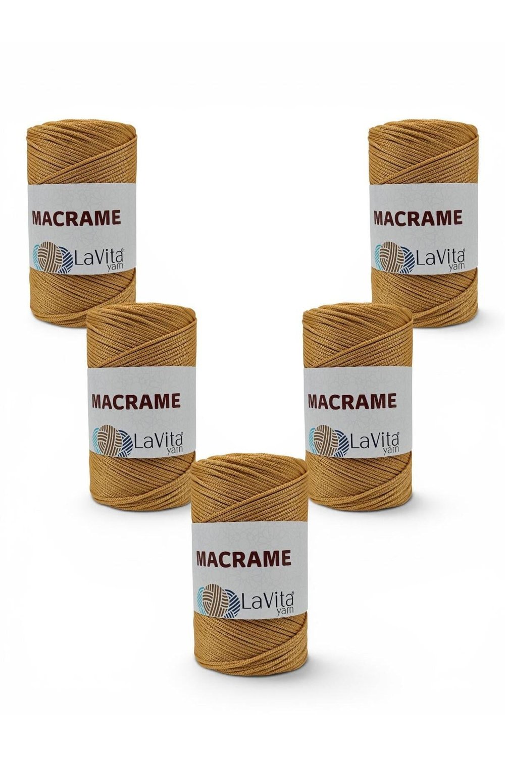 LaVita Macrame El Örgü İpi %100 Polyester 1 KİLOGRAM 5 ADET (533 SARI)