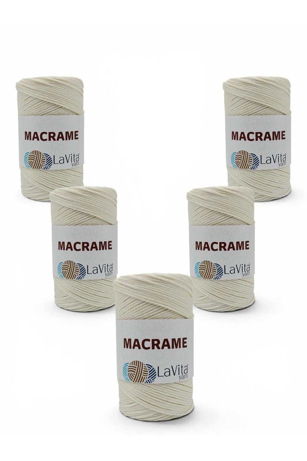 LaVita Macrame El Örgü İpi %100 Polyester 1 KİLOGRAM 5 ADET (275 KREM)
