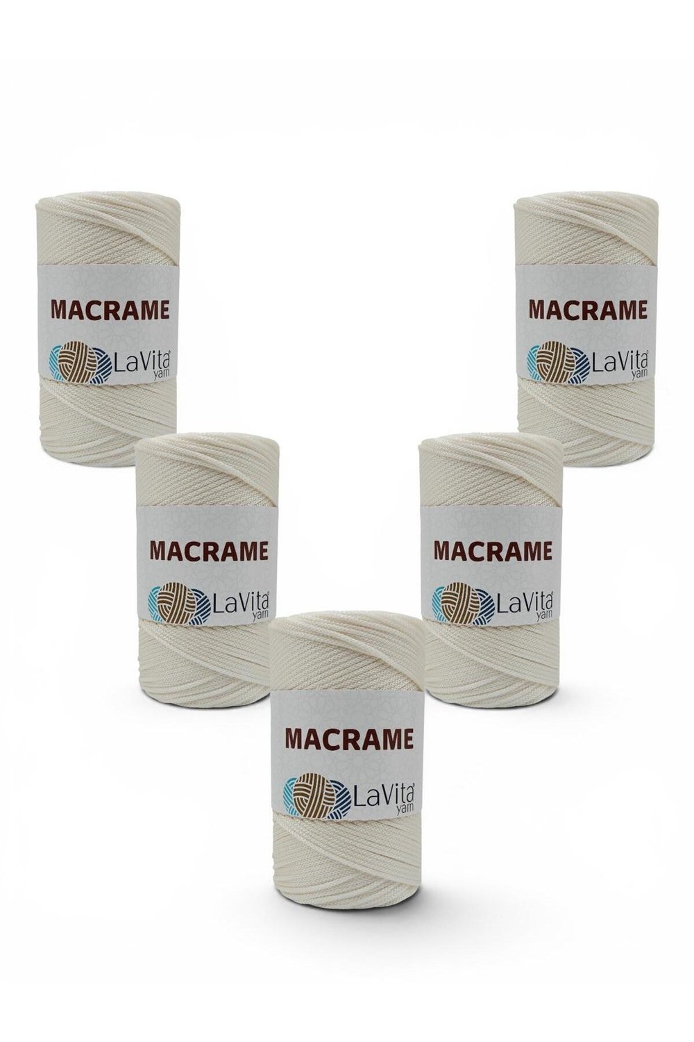 LaVita Macrame El Örgü İpi %100 Polyester 1 KİLOGRAM 5 ADET (271 KREM)
