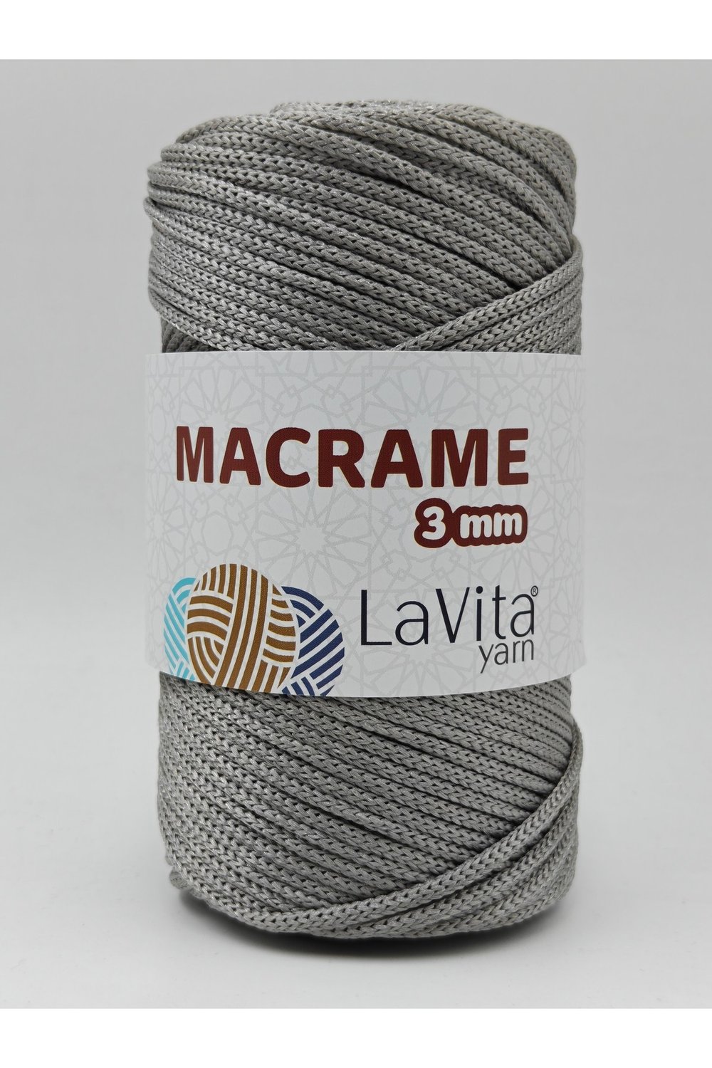 LaVita Macrame El Örgü İpi %100 Polyester 3MM 250gr (430 GRİ)