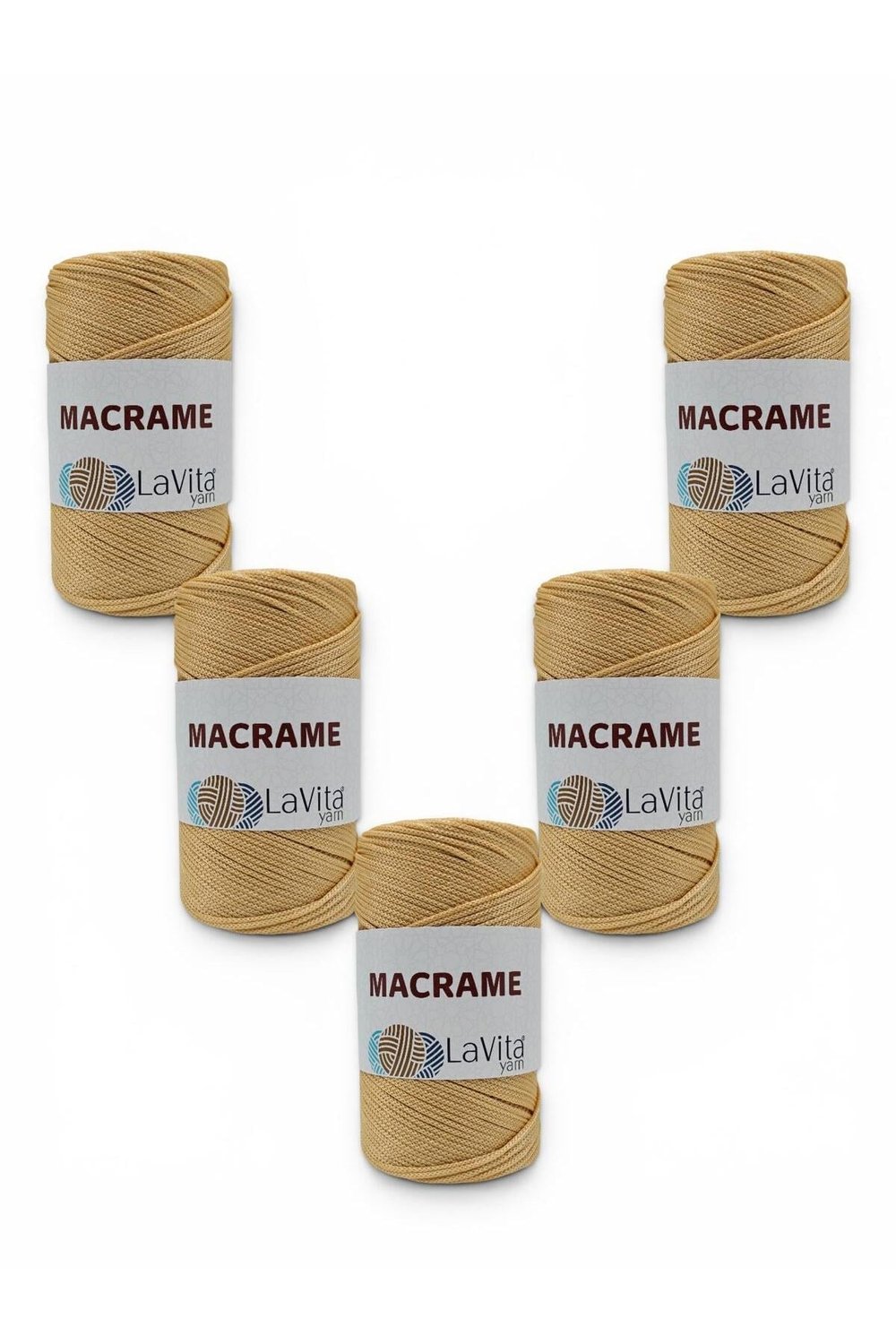 LaVita Macrame El Örgü İpi %100 Polyester 1 KİLOGRAM 5 ADET (520 HARDAL)