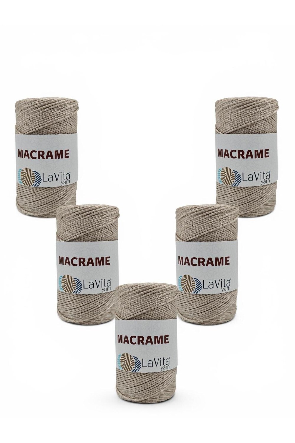 LaVita Macrame El Örgü İpi %100 Polyester 1 KİLOGRAM 5 ADET (260 BEJ)