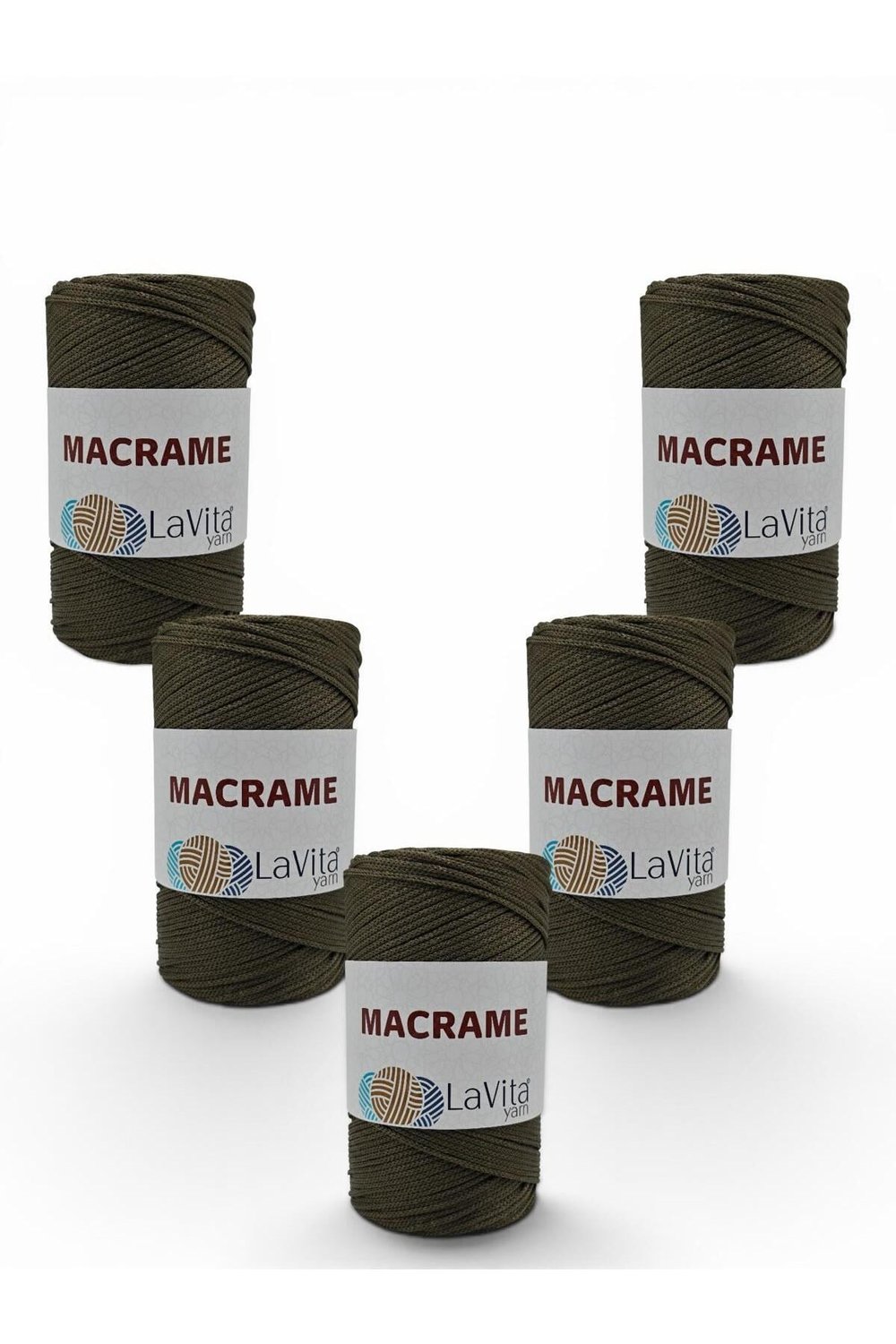 LaVita Macrame El Örgü İpi %100 Polyester 1 KİLOGRAM 5 ADET (2860 YEŞİL)