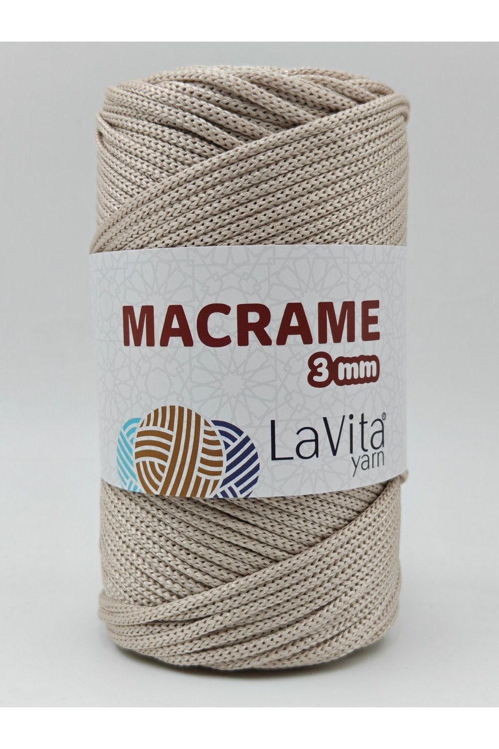 LaVita Macrame El Örgü İpi %100 Polyester 3MM 250gr (260 BEJ)