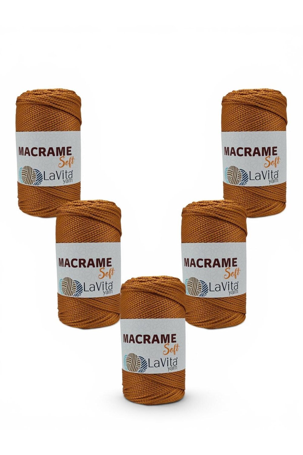 LaVita Macrame Soft El Örgü İpi %100 Polyester 1 KİLOGRAM 5 ADET (2039 HARDAL)
