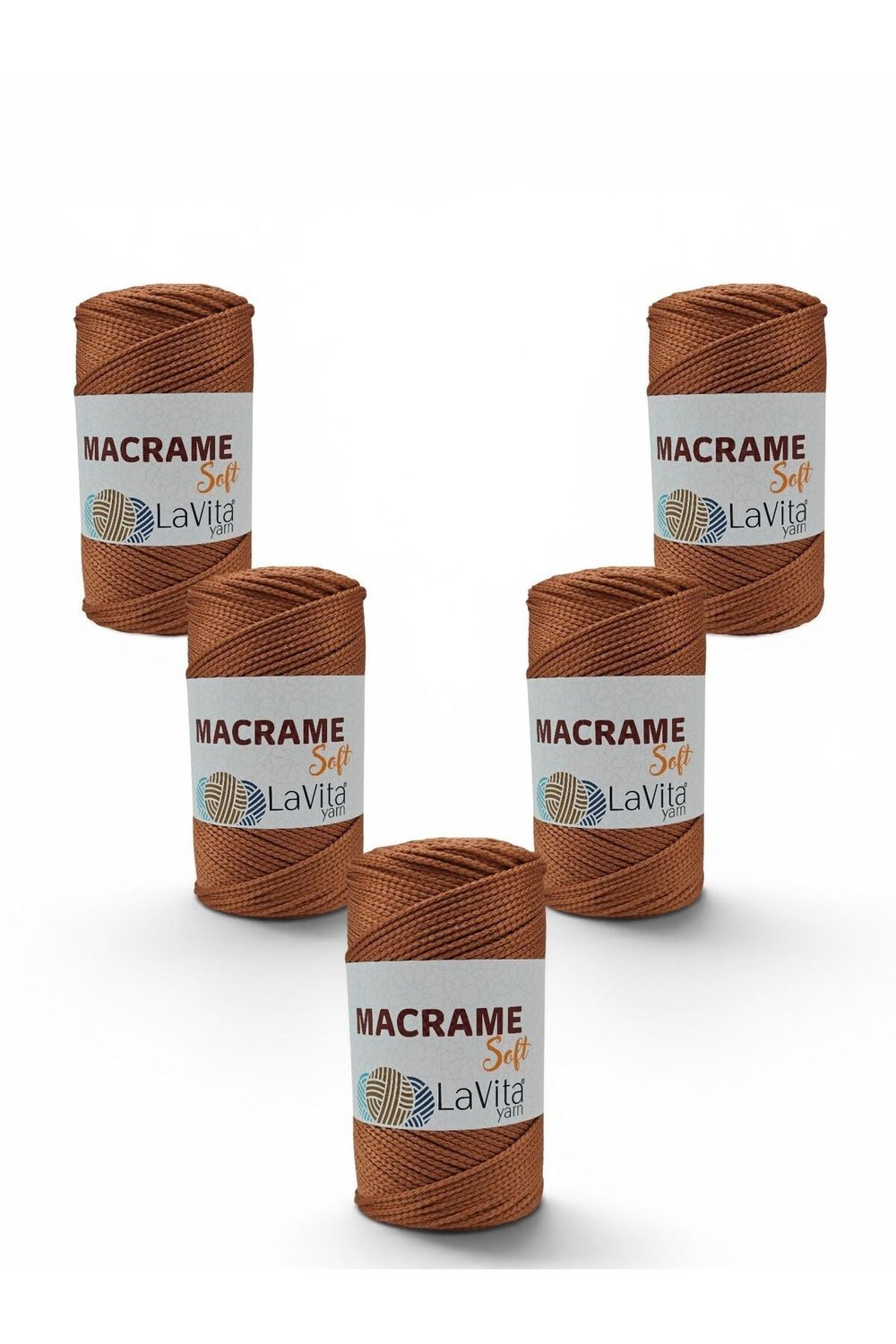 LaVita Macrame Soft El Örgü İpi %100 Polyester 1 KİLOGRAM 5 ADET (3104 AÇIK KİREMİT)