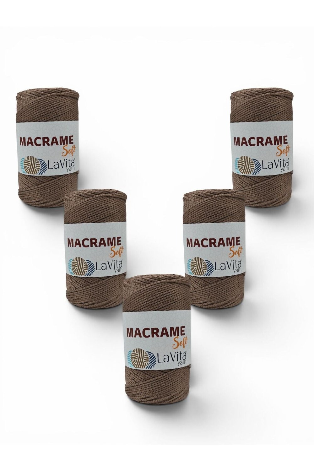 LaVita Macrame Soft El Örgü İpi %100 Polyester 1 KİLOGRAM 5 ADET (7127 TOPRAK)