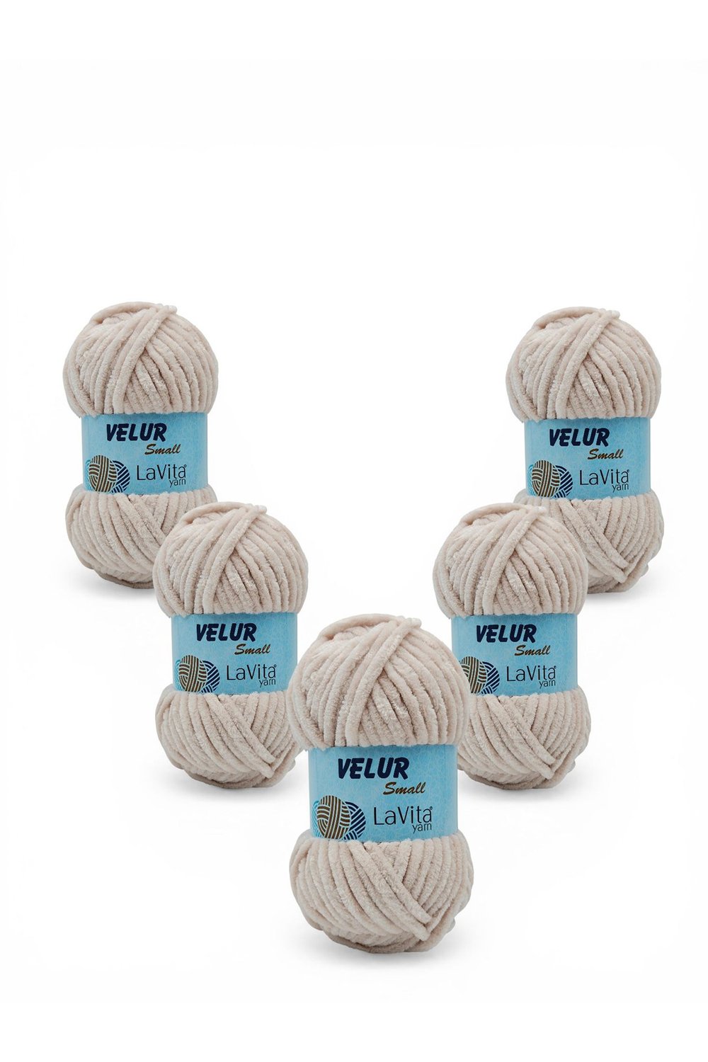 LaVita Velur Small Kadife El Örgü İpi %100 Polyester 250gr 5 ADET (1044 KREM)