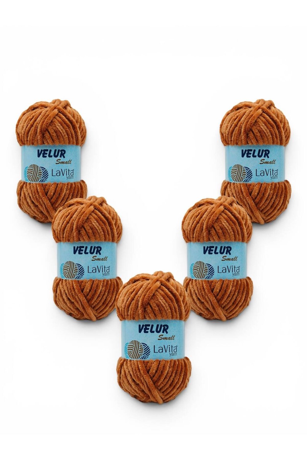 LaVita Velur Small Kadife El Örgü İpi %100 Polyester 250gr 5 ADET (7211 SÜTLÜ KAHVE)