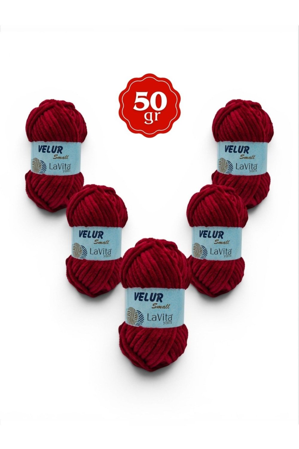 LaVita Velur Small Kadife El Örgü İpi %100 Polyester 250gr 5 ADET (4149 VİŞNE)