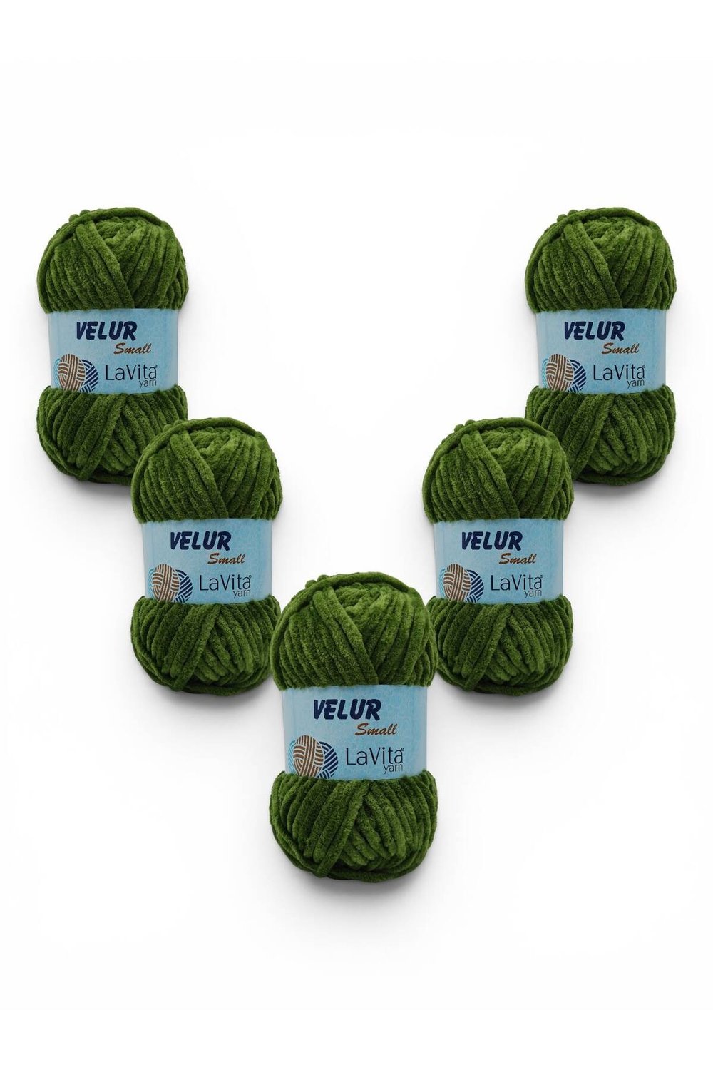 LaVita Velur Small Kadife El Örgü İpi %100 Polyester 250gr 5 ADET (8119 ÇİMEN YEŞİLİ)