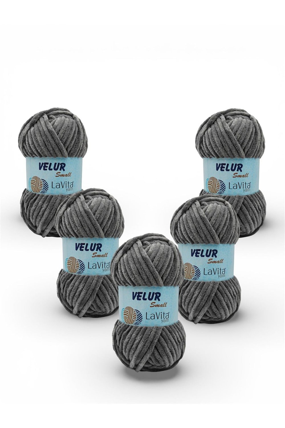 LaVita Velur Small Kadife El Örgü İpi %100 Polyester 250gr 5 ADET (6019 GRİ)