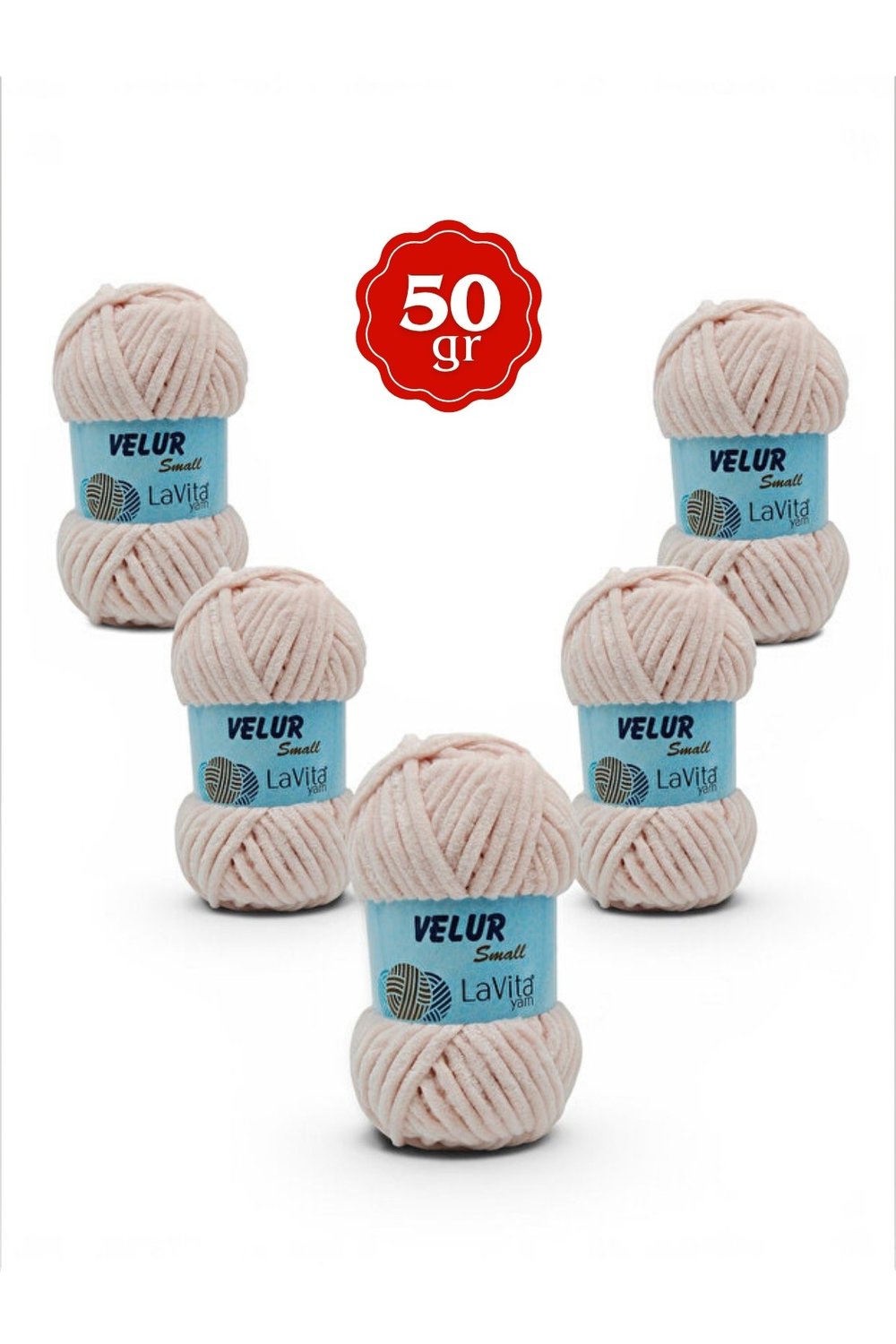 LaVita Velur Small Kadife El Örgü İpi %100 Polyester 250gr 5 ADET (4141 AÇIK PUDRA)
