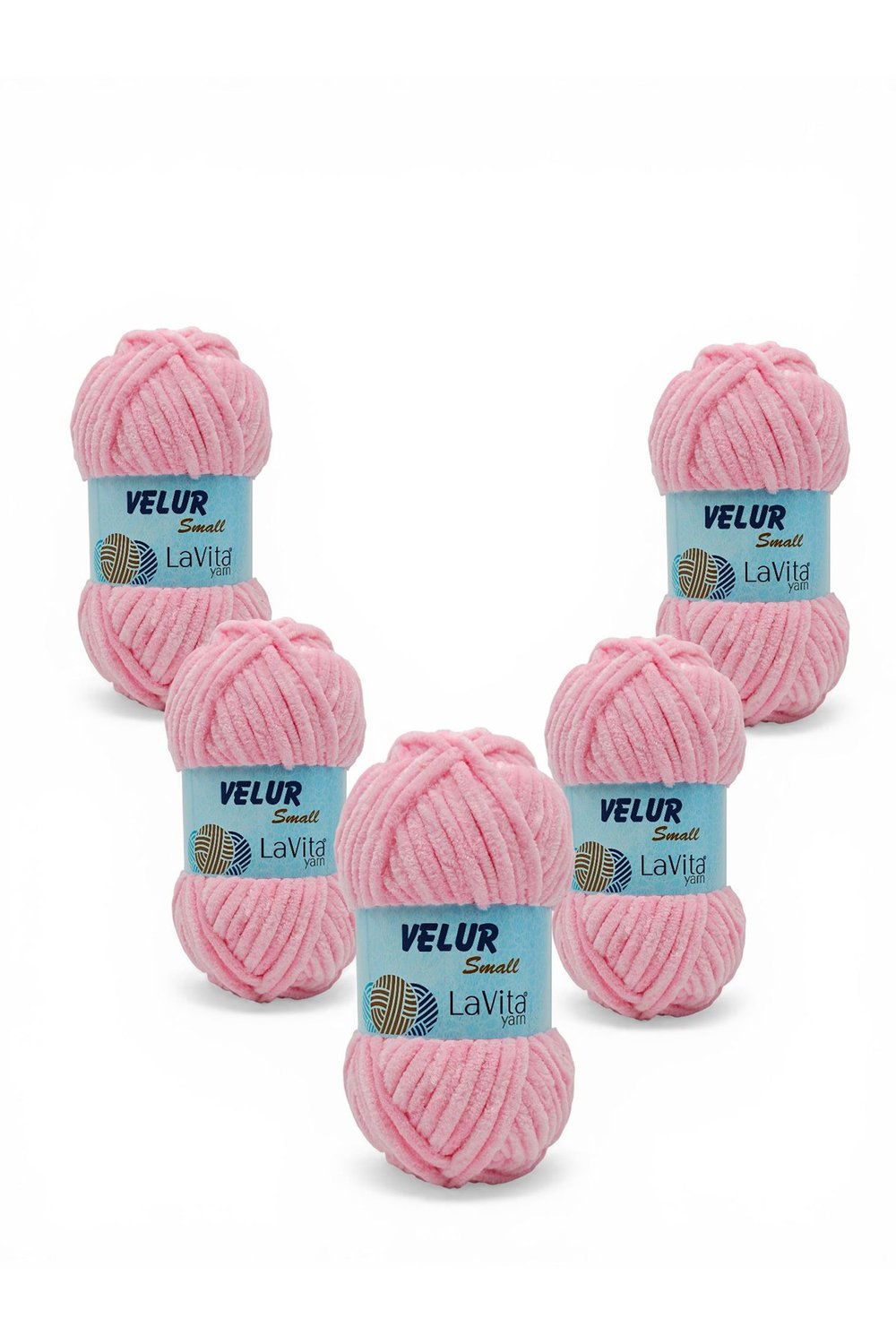 LaVita Velur Small Kadife El Örgü İpi %100 Polyester 250gr 5 ADET (4007 BEBE PEMBE)