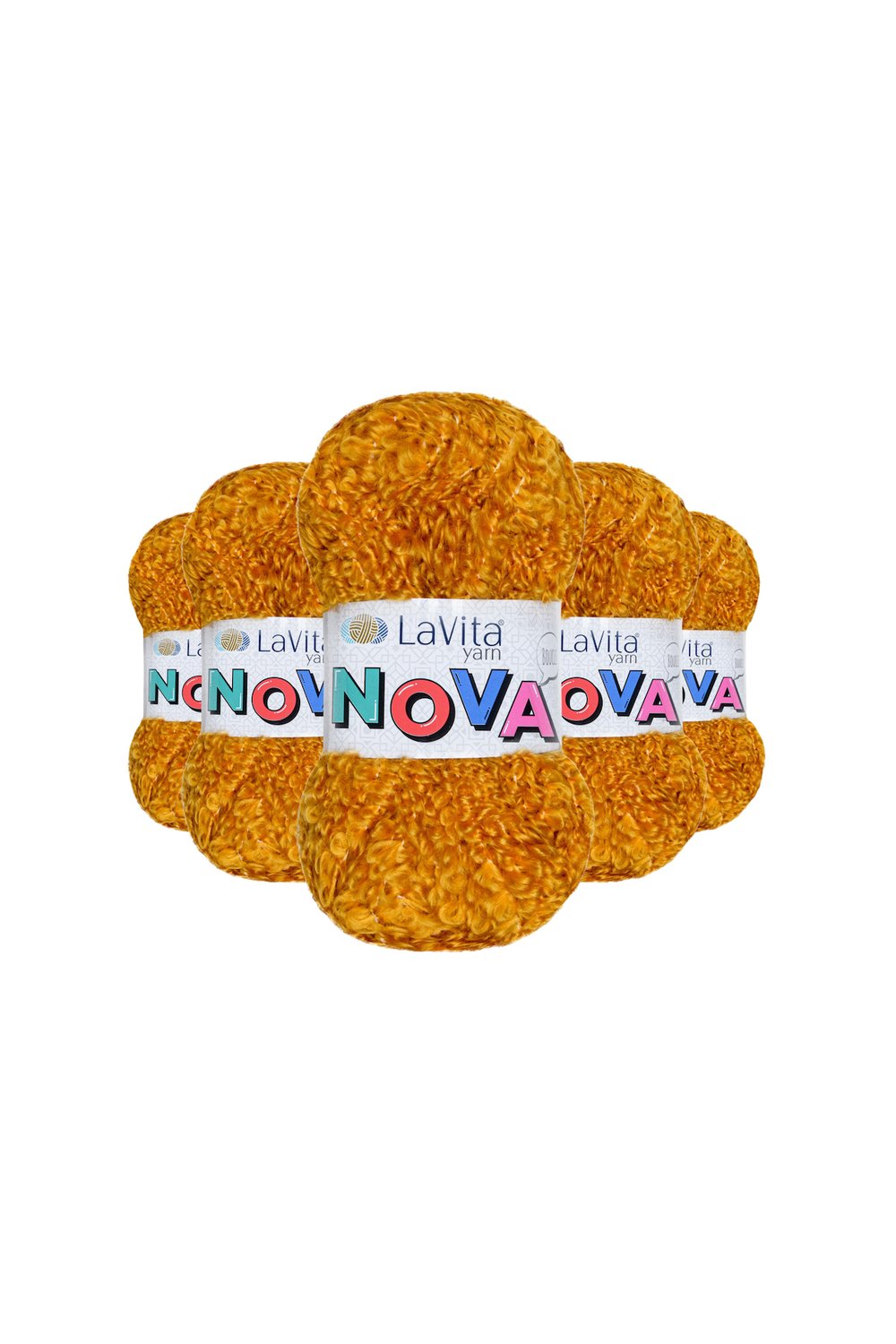Nova El Örgü İpi %20 Polyester %80 Akrilik 500gr 5 ADET (LN2010 KOYU SARI)