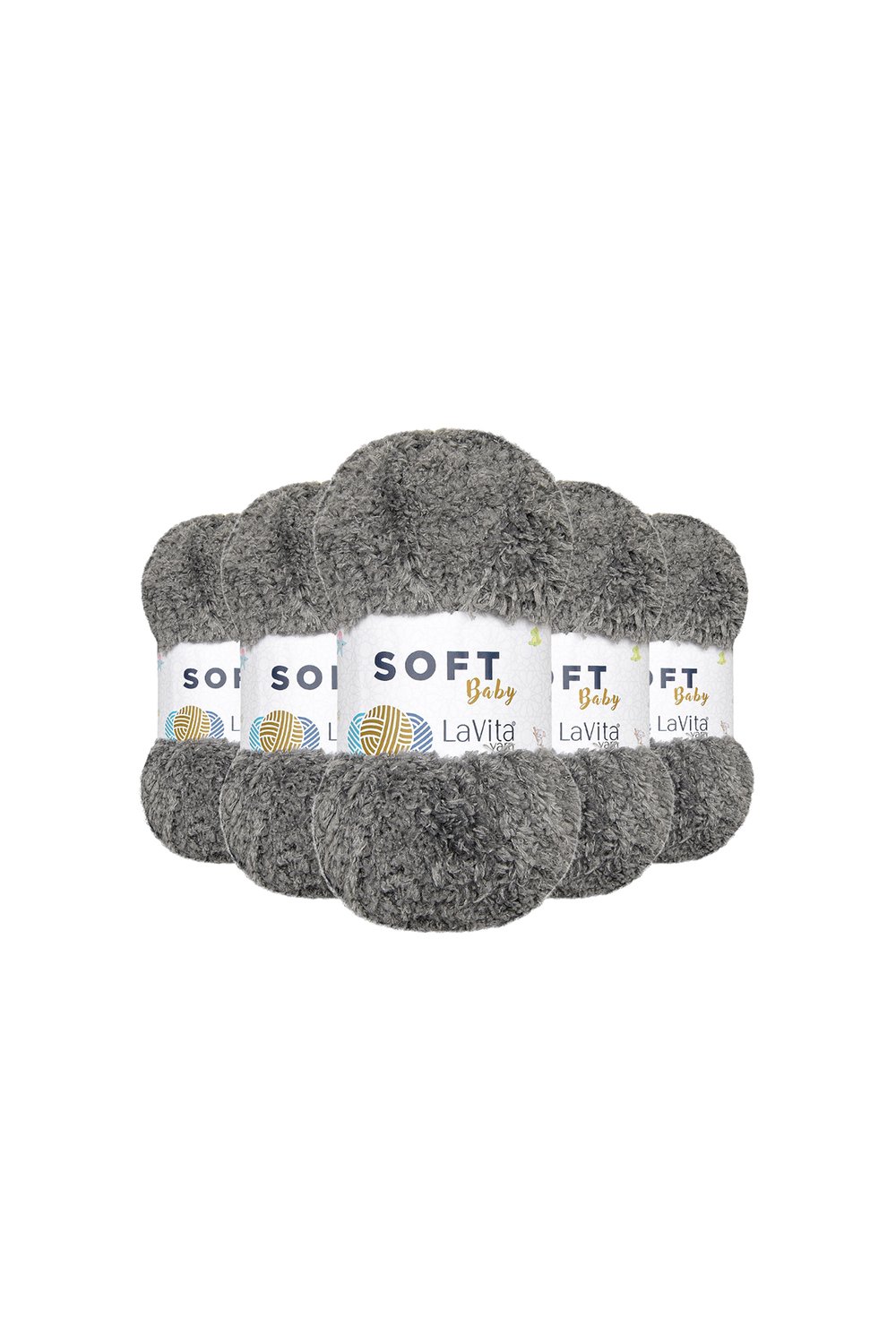 Soft El Örgü İpi %100 Soft Polyester 500gr 5 ADET (6019 O.GRİ)