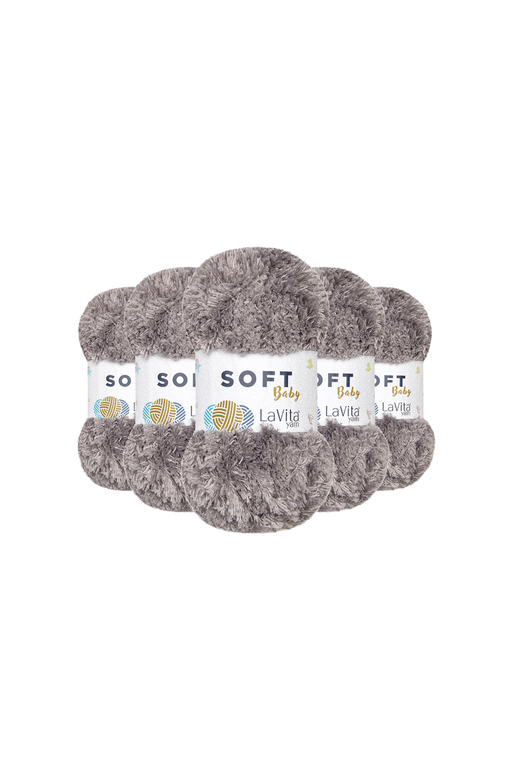 Soft El Örgü İpi %100 Soft Polyester 500gr 5 ADET (6001 GRİ)