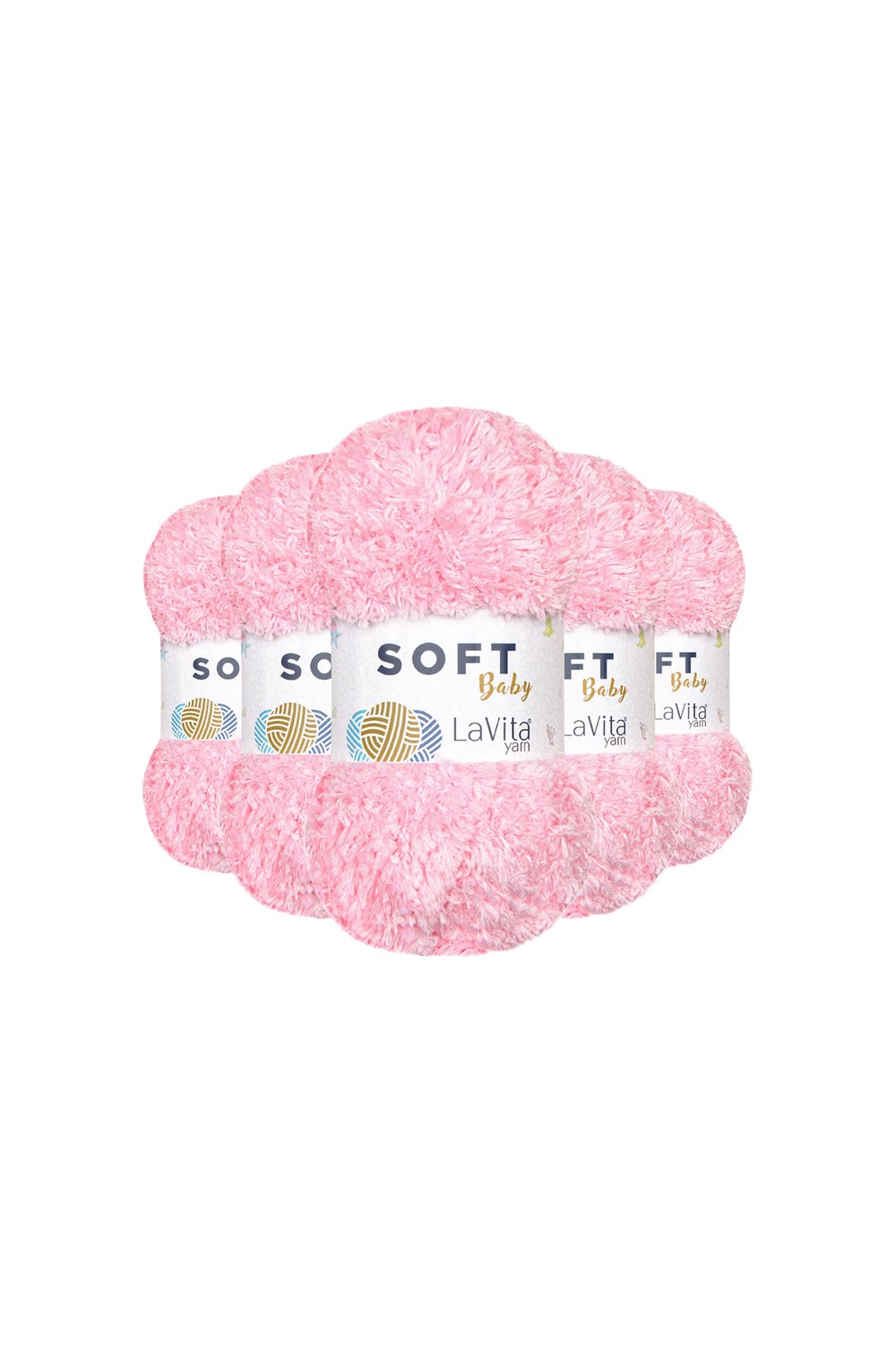 Soft El Örgü İpi %100 Soft Polyester 500gr 5 ADET (4007 BEBE PEMBE)