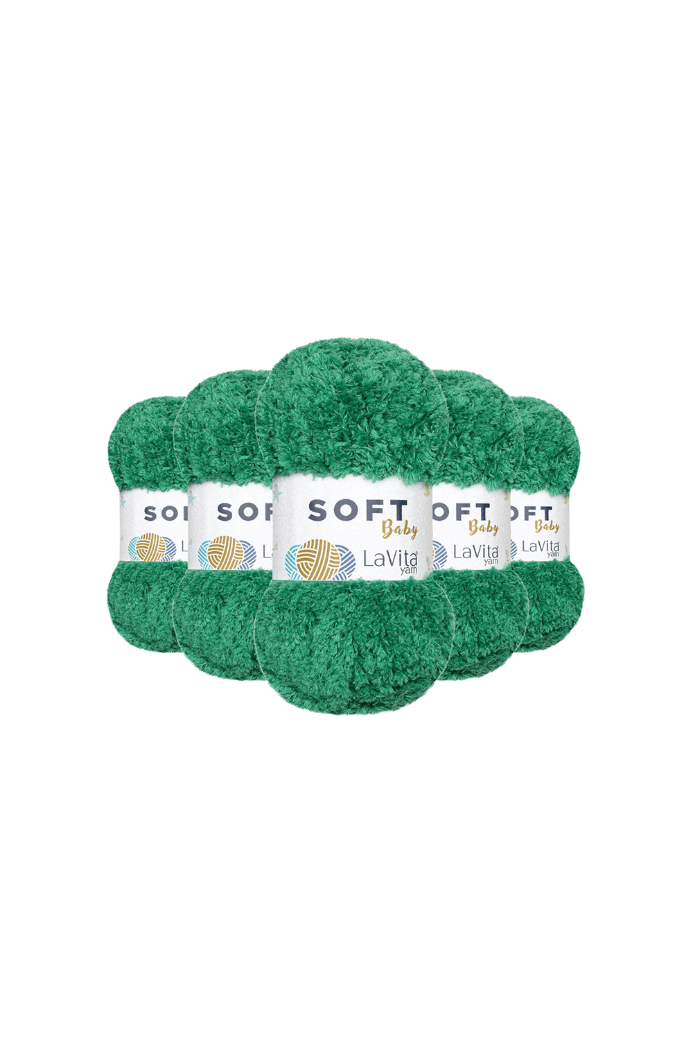 Soft El Örgü İpi %100 Soft Polyester 500gr 5 ADET (8122 BENETON YEŞİLİ)