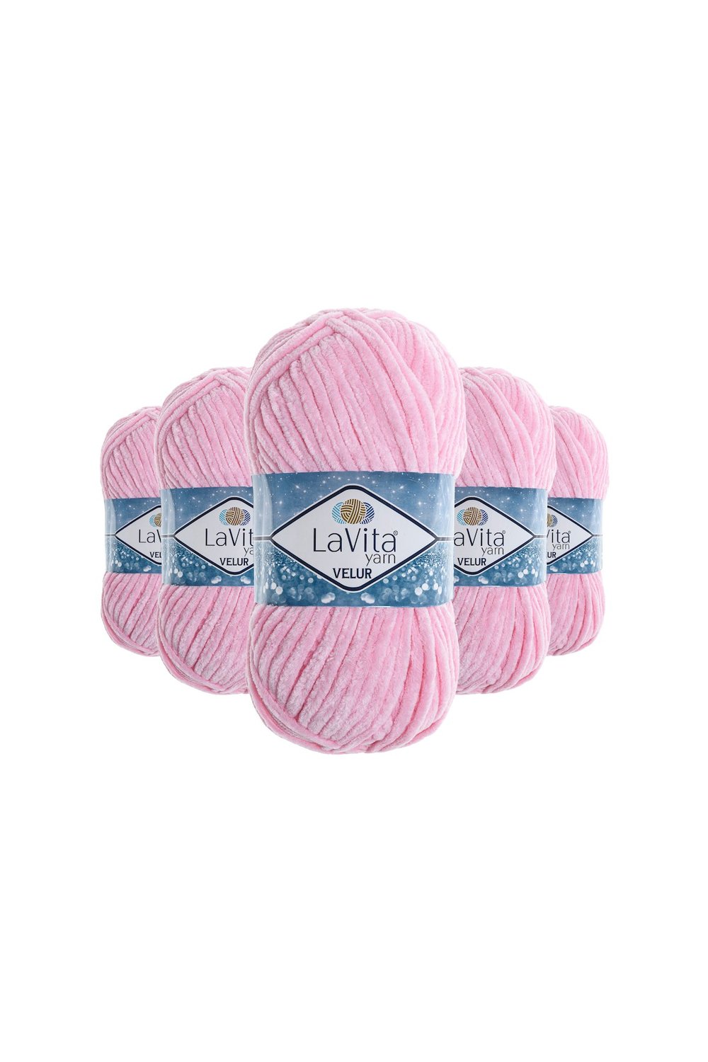Velur Kadife El Örgü İpi %100 Polyester 500gr 5 Adet (4007 Bebe Pembe)