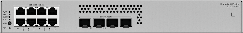 HUAWEI 8port 128w FULL PoE eKIT S220S-8P4J GIGABIT 4 SFP 2.5 GE Yönetilebilir Switch RackMount Layer