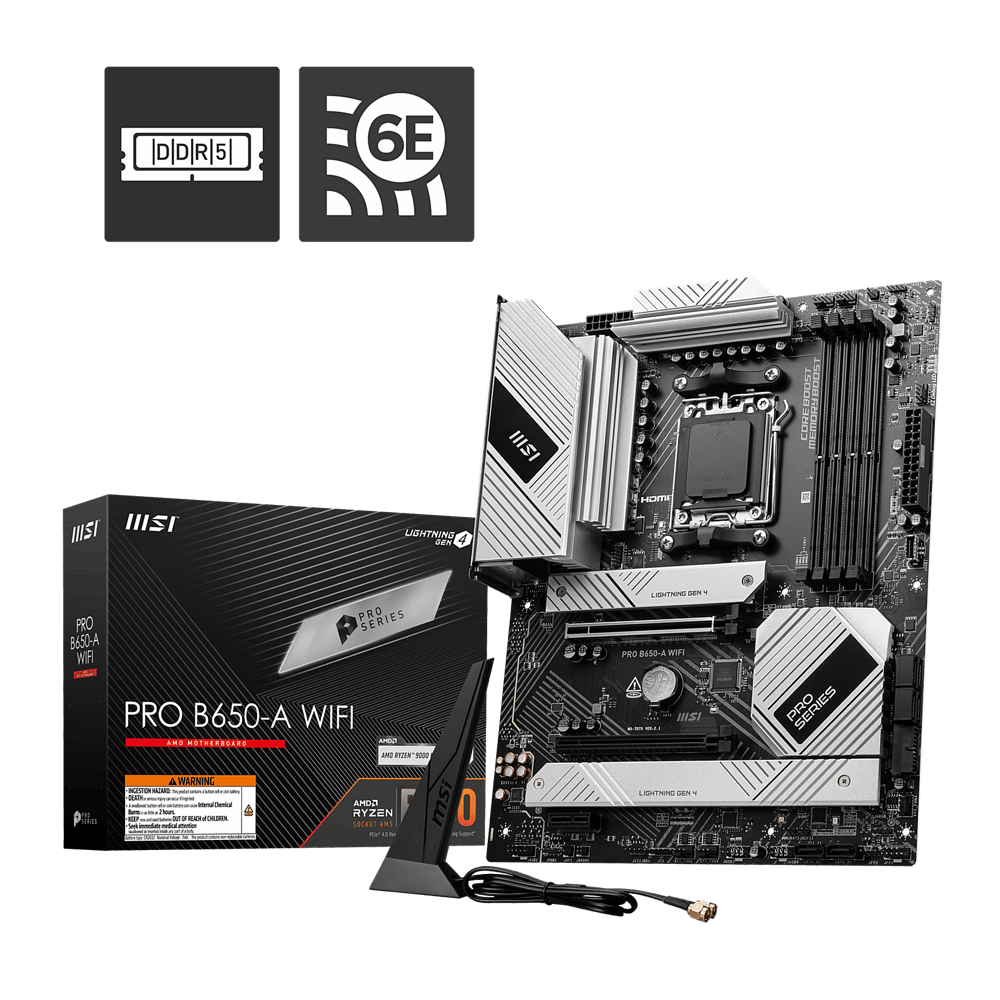 MSI PRO B650-A DDR5 HDMI,DP Port PCIE 4.0 AM5 ATX WIFI-6E
