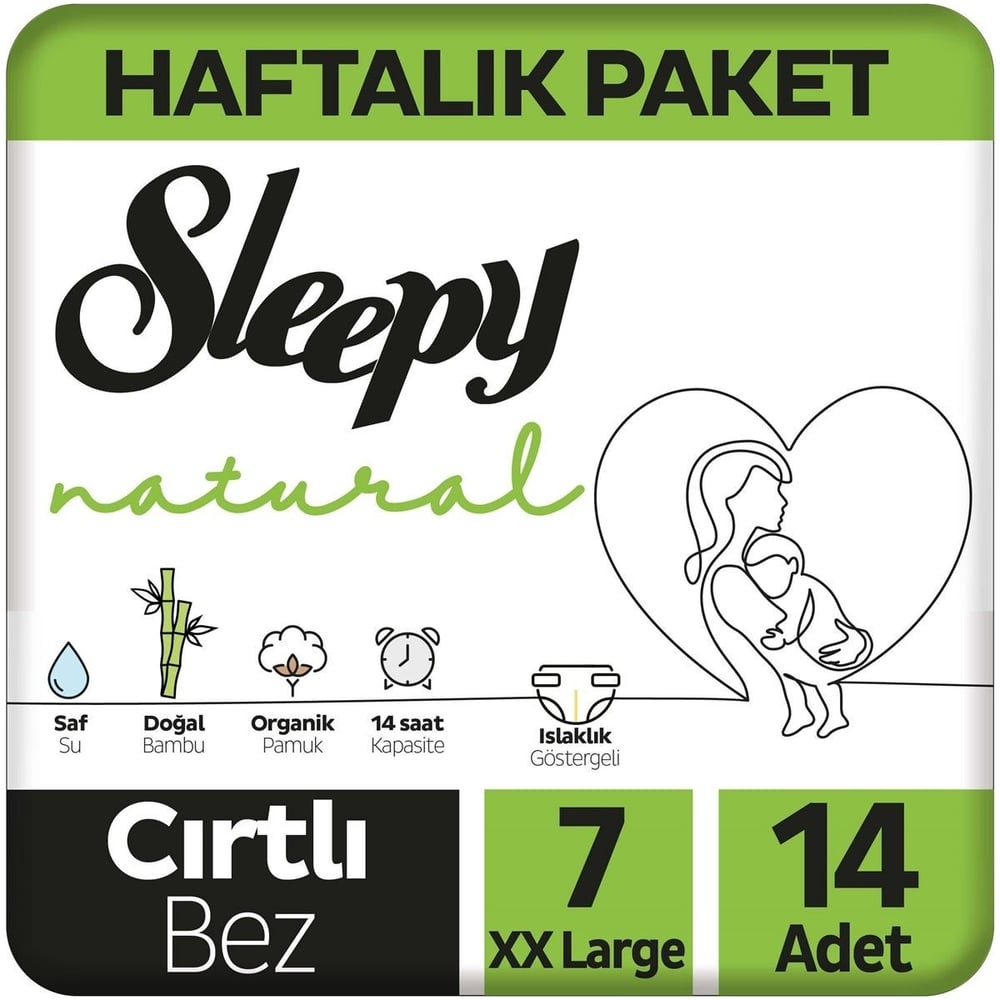 Natural Haftalık Paket Bebek Bezi 7 Numara Xxlarge 14 Adet