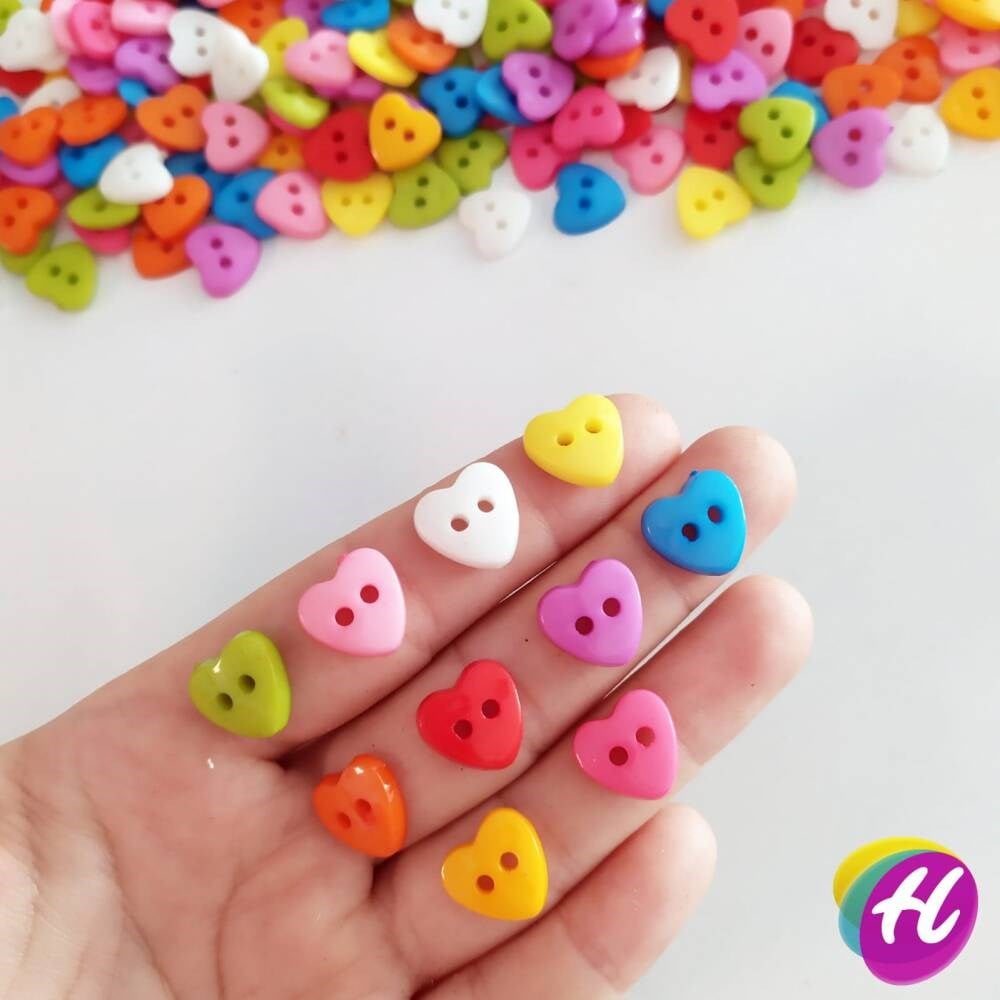 Bir Adet 12 mm Kalp Figürlü Reçine Amigurumi Düğmesi  *Renk Seçenekli  