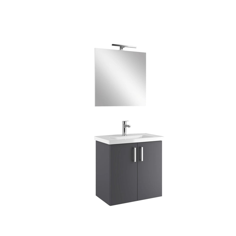 310300104643NOAH 65 CM ANTRASİT KAPAKLI ALT DOLAP + LAVABO + AYNA