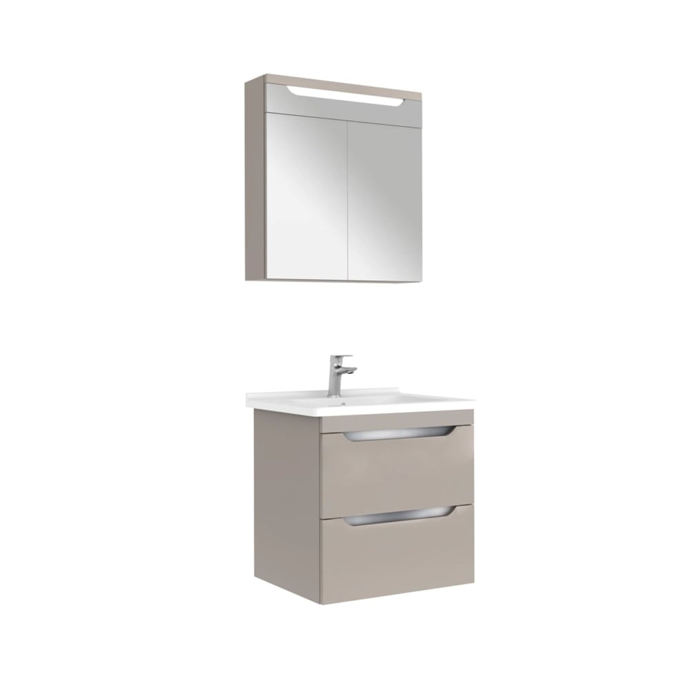 610100201230CASILLA 65 CM ALT DOLAP + LAVABO + AYNA DOLAP MAT VİZON