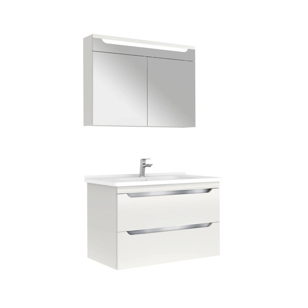 610100201233CASILLA 100 CM ALT DOLAP + LAVABO + AYNA DOLAP MAT GRİ