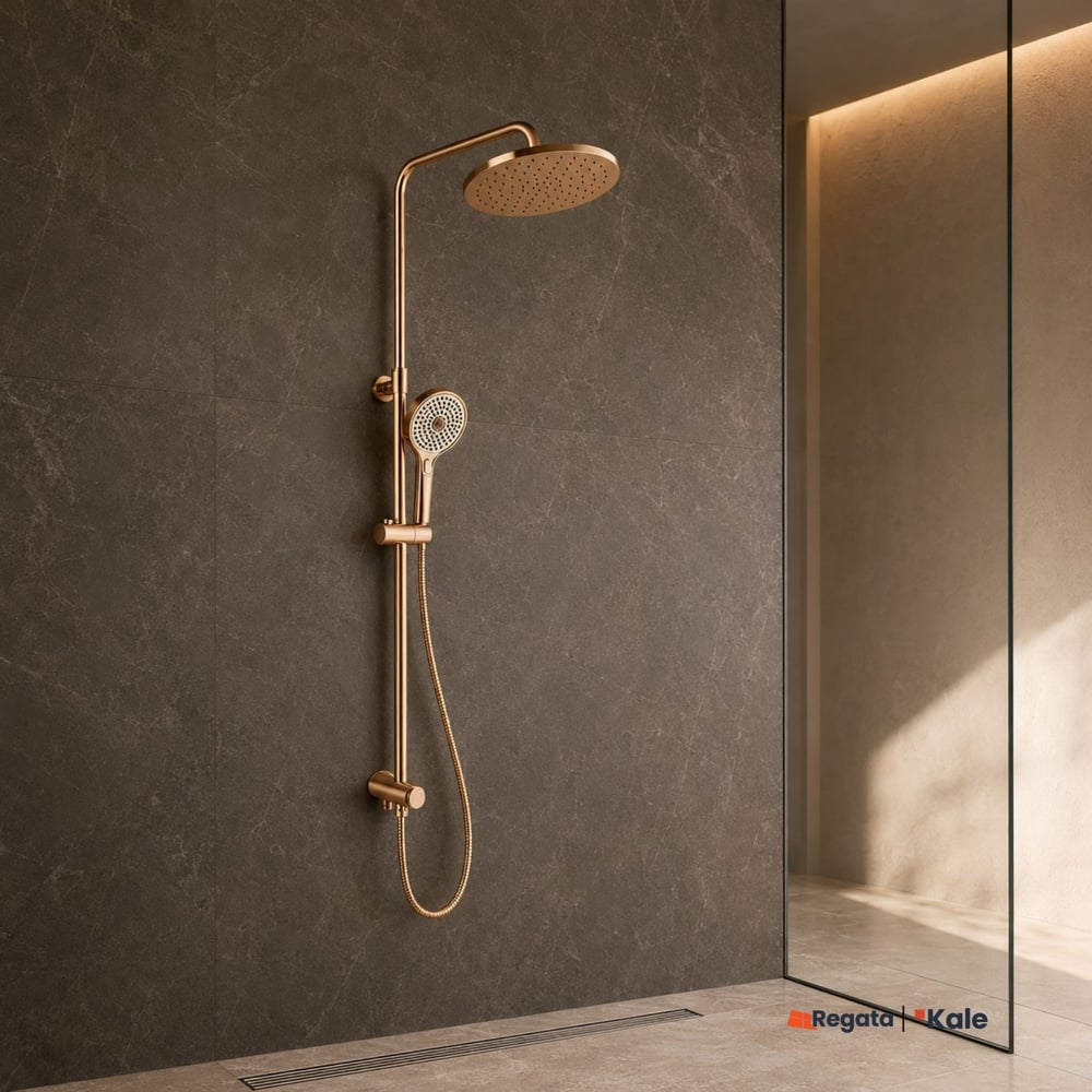 Kale Rain Yuvarlak Push Button Rose Gold Duş Barı-Duş Barları-410200505499-Kale