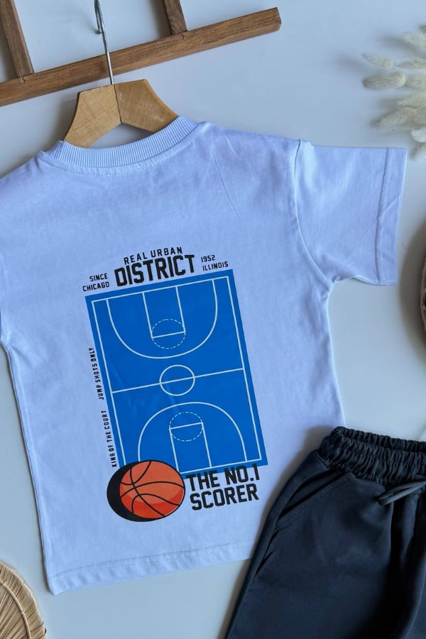 Erkek Çocuk Basketbol Baskılı Tişört ve Şort Takım