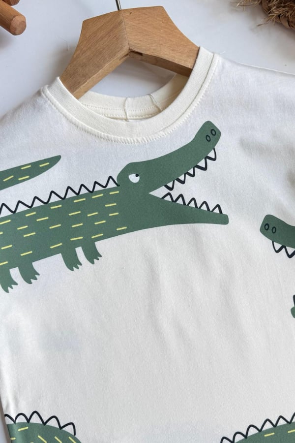 Erkek Çocuk Dinozor Baskılı Yazlık Tişört ve Şort Takım