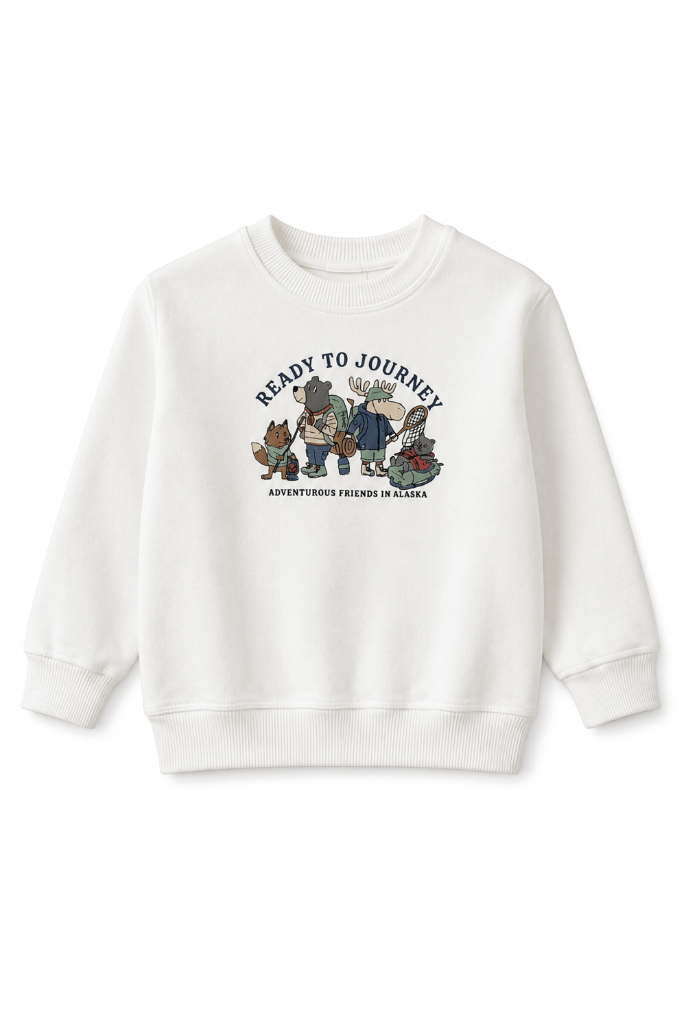 Erkek Çocuk Hayvan Baskılı Sweatshirt Ekru