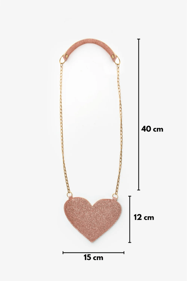 Kız Çocuk Kalp Şekilli Çanta Rose