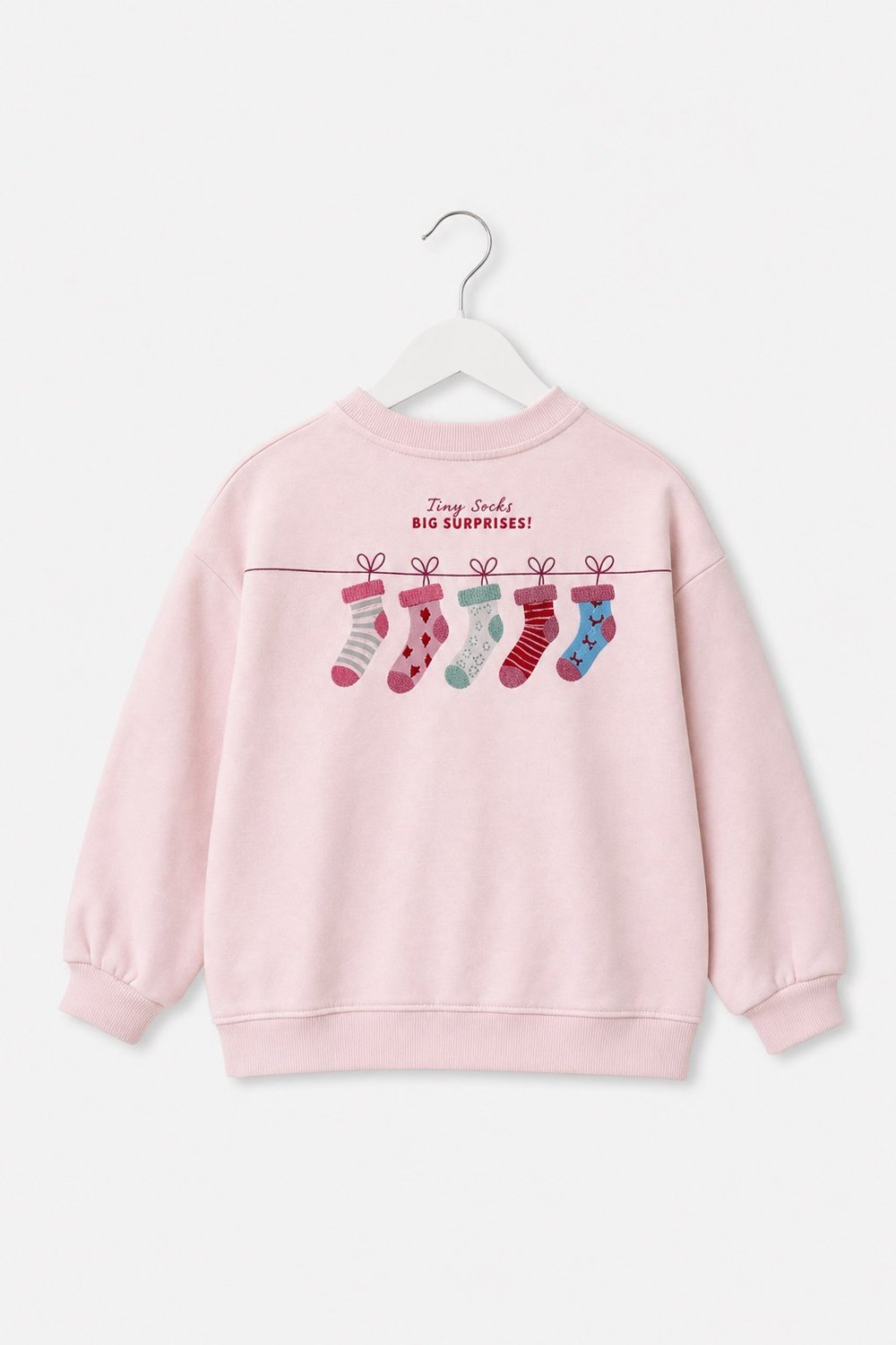 Kız Çocuk Kazak Baskılı Oversize Sweatshirt Pembe