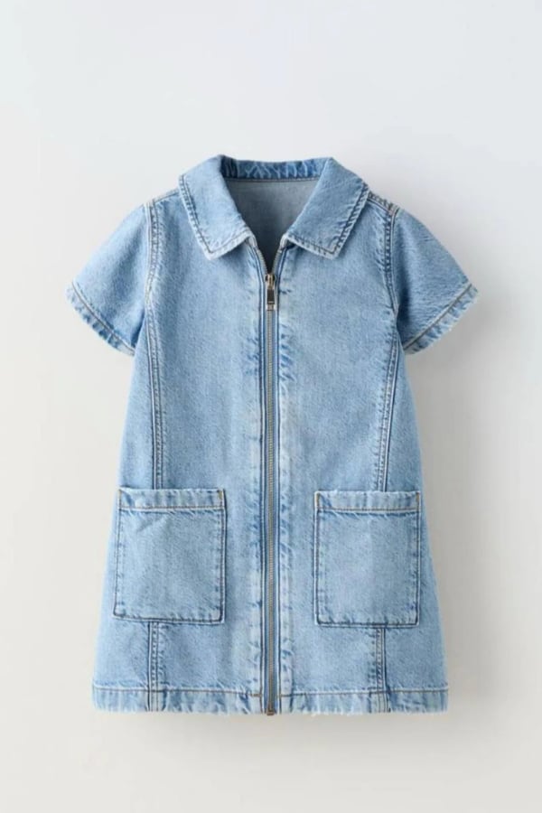 Kız Çocuk Kısa Kol Denim Elbise