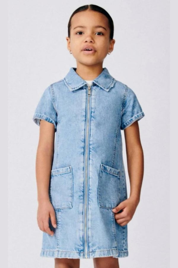 Kız Çocuk Kısa Kol Denim Elbise