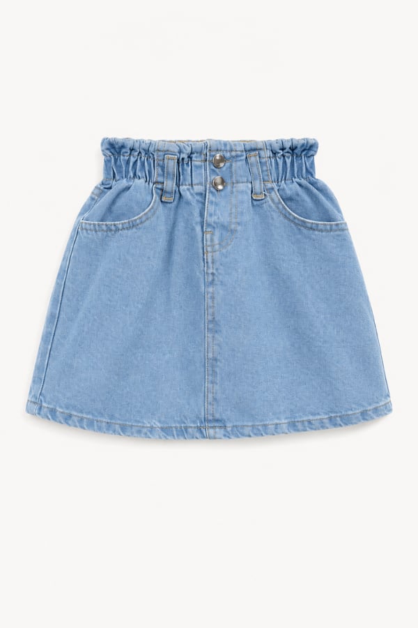 Kız Çocuk Lale Aplikeli Triko Hırka ve Denim Etek Takım Pembe