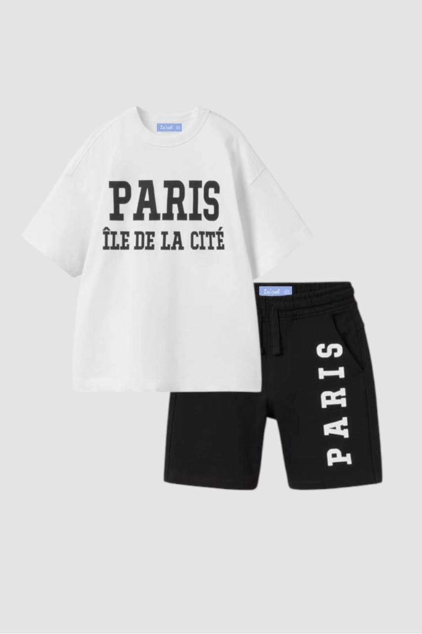 La Ciel Paris Baskılı Takım – Siyah & Beyaz