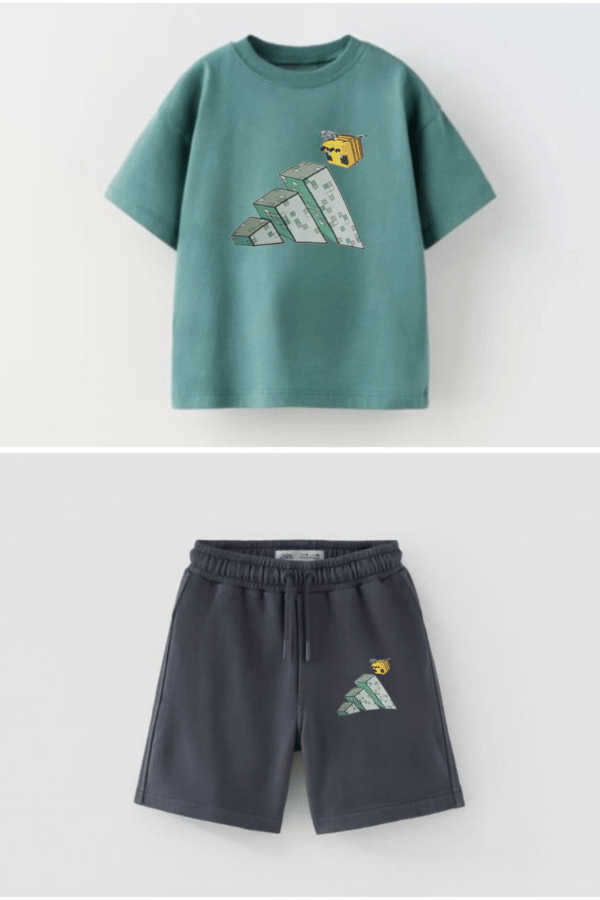 Minecart Baskılı Tişört ve Şort Takım